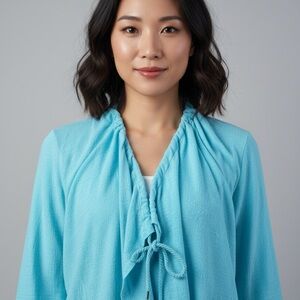 T for Talbots Light Blue Women's jacket with pockets large petite